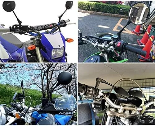 Miniatura 6 de Resistentes espejos retrovisores para motocicletas, 0.394 pulgadas, montaje en sentido agujas del reloj, con pernos roscados de montaje