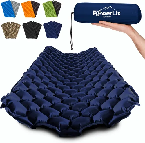 Miniatura 11 de Powerlix - Colchoneta inflable ultraligera y compacta con bolsa de inflado, bolsa de transporte y kit de reparación, ideal para acampar, mochilero