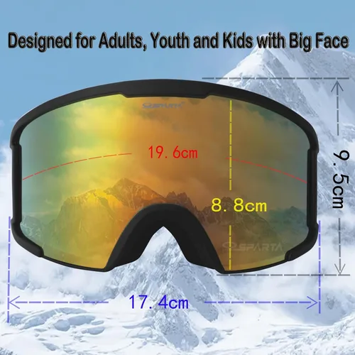 Miniatura 9 de OUTDOOR SPARTA OTG - Gafas de esquí para hombres, mujeres y jóvenes, 100 % protección UV y antirreflejos