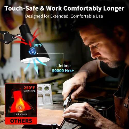 Miniatura 4 de Lámpara de escritorio con brazo oscilante con abrazadera, brazo ajustable con abrazadera LED en lámparas de escritorio con 5 modos de color y 10
