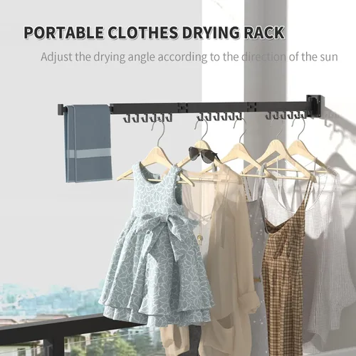 Miniatura 7 de BESTHLS Estante de secado de ropa portátil montado en la pared con ahorro de espacio, diseño universal para balcón, vestíbulo, dormitorio, cocina