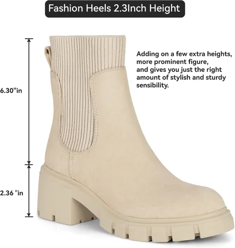 Miniatura 5 de Athlefit Chelsea - Botines de plataforma para mujer, con tacón grueso y elástico