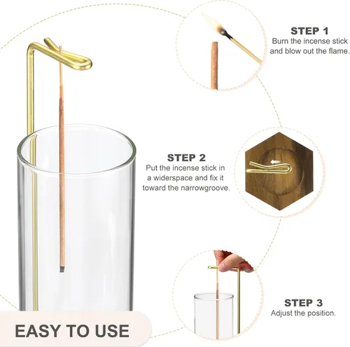 Miniatura 3 de uxcell Soporte para incienso, quemador de incienso moderno con colector de cenizas de vidrio extraíble, soporte para varillas de incienso volador