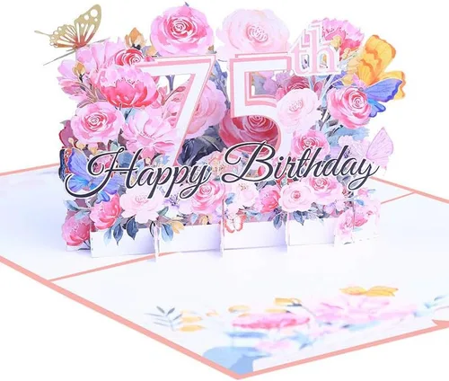 Tarjeta de feliz cumpleaños 75, tarjetas de cumpleaños 75 para mujeres, regalos de cumpleaños 75 para mujeres, tarjeta de feliz cumpleaños, tarjetas