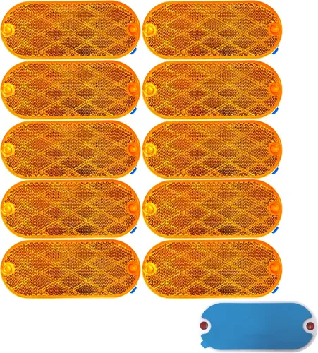 Miniatura 8 de All Star Truck Parts Reflectores ovalados rojos/ámbares autoadhesivos o con montaje para taladrar, montaje rápido SAE 13 DOT (Rojo, 6)