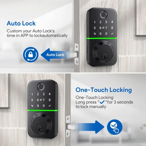 Miniatura 5 de Cerradura de puerta inteligente con teclado: cerradura de puerta de entrada sin llave - Cerradura de huella digital para puerta delantera