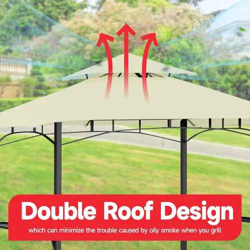 Miniatura 4 de Grill Gazebo Replacement Canopy Top Only - 5' x 8' Outdoor BBQ Gazebo Canopy Roof, Waterproof Double Tiered Shelter Cover Fit for Model L-GG001PST-F