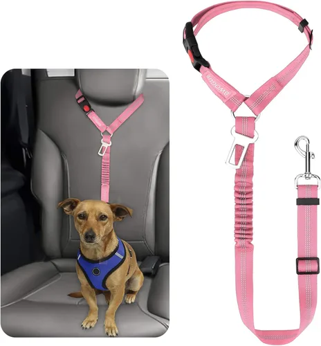 Miniatura 13 de BWOGUE Arnés de cinturón de seguridad para mascotas, cinturón de seguridad ajustable para reposacabezas de coche, arnés de cinturón de seguridad