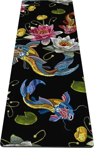 Miniatura 55 de nuveti Alfombrilla de yoga con estampado extra grueso de elastómero termoplástico antideslizante con bolsa de transporte, 72 x 24 pulgadas, extra
