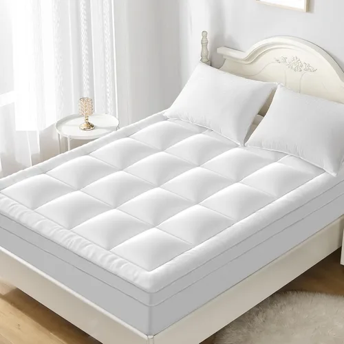 Miniatura 13 de YUGYVOB Cubrecolchón Twin - 800GSM Extra Grueso Refrescante y Transpirable Almohadilla de Colchón con Bolsillo Profundo de 8"-21" y Relleno Gris