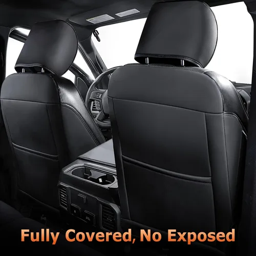 Miniatura 4 de Fundas de asiento de piel sintética de alta calidad para Ford F150 SuperCrew XL XLT STX (2015-2020) y F250/F350/F450 Crew Cab XL XLT (2017-2022)