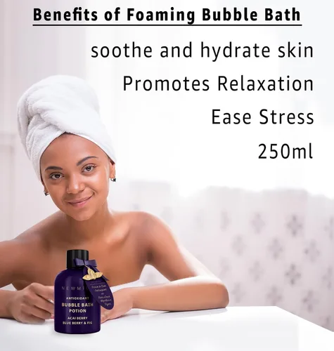 Miniatura 2 de Baño de burbujas antioxidante, espuma de larga duración con Acai Berry Blueberry Fig, aceites esenciales desintoxicantes, hidratantes, relajantes