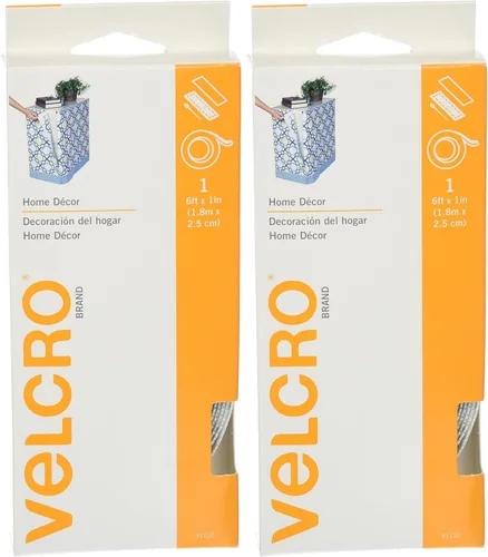 Miniatura 3 de VELCRO Brand Rollo de cinta para decoración del hogar, 1" x 6', blanco