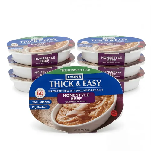 Thick & Easy® Pureed Homestyle Beef with Potatoes & Corn, Texture Modified Meal for Swallowing Support, Ready-to-Serve Microwave Meal, 7 oz Trays -