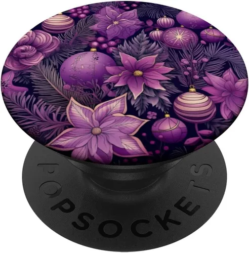 Miniatura 6 de PopSockets MagSafe PopGrip de Navidad con diseño floral morado para iPhone