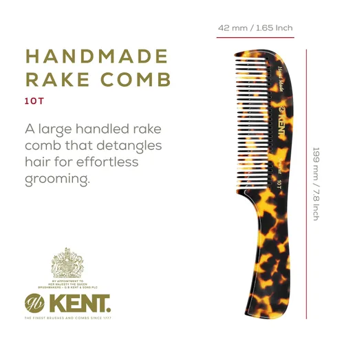 Miniatura 2 de Kent 10T TY Peine grande desanudante, peine de dientes anchos hecho a mano para cabello rizado y grueso, peines desanudantes para cabello húmedo