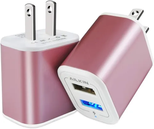 Miniatura 9 de Cargador de pared con enchufe USB, bloque de carga, paquete de 2 unidades AILKIN 2.1A de carga rápida, adaptador de corriente de doble puerto, caja