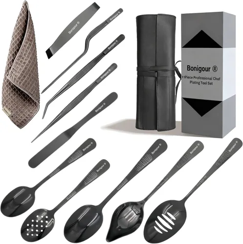 | Juego de herramientas de chapado | Juego de herramientas de chapado de chef profesional de 11 piezas | Utensilios de cocina | Arte de cocina Negro