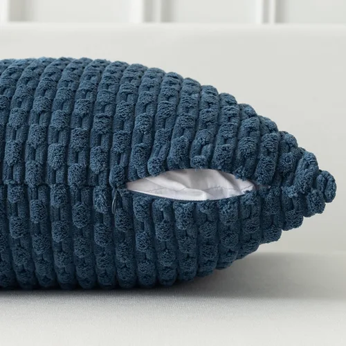 Miniatura 469 de K Kevin Textile - Juego de 2 fundas de almohada decorativas de corduroy suave azul con rayas estilo bohemio, fundas de almohada para sofá, cama