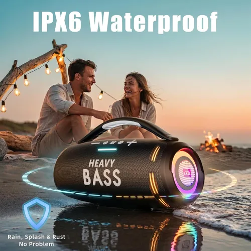 Miniatura 4 de Altavoces Bluetooth inalámbricos, altavoz portátil de 80 W máximo con graves profundos, tiempo de reproducción de 20 horas, IPX6 impermeable, doble