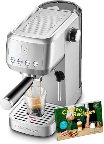 CASABREWS 3700 Essential - Máquina de café espresso de 20 bares, cafetera de capuchino y café con leche de acero inoxidable con espumador de vapor