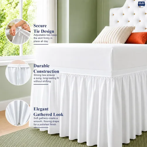 Miniatura 3 de Falda de Cama para Dormitorio Cottingon, 100% Microfibra, Blanca, Individual XL - 76 cm de Caída