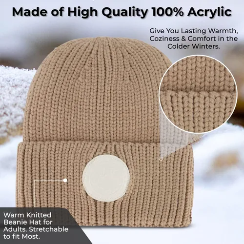 Miniatura 3 de CANADA WEATHER GEAR Gorro de punto para mujer, gorro de invierno individual, suave y cálido, sombrero de invierno con puños