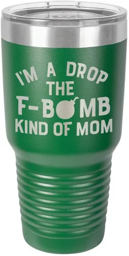 Miniatura 20 de I'M A DROP THE F BOMB KIND OF MOM Vaso negro de 30 onzas con popote y tapa superior deslizante Taza de viaje de acero inoxidable Comparar