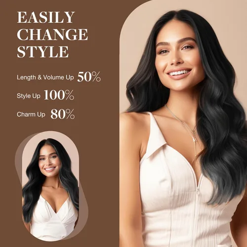 Miniatura 6 de GOO GOO - Extensiones de cabello humano real, de 18 pulgadas y 3.35 onzas, color negro intenso, extensiones invisibles de cabello Remy largo