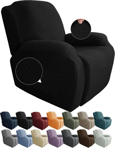 Miniatura 12 de JIVINER Fundas de sofá reclinable de 8 piezas, fundas elásticas de jacquard para sofá reclinable, fundas para sala de estar, protector suave de 3