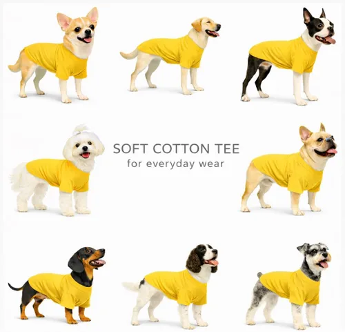 Miniatura 5 de Lovelonglong Ropa para Mascotas Disfraces para Perros Camiseta Básica Lisa Camisetas para Perros Pequeños Amarillo L