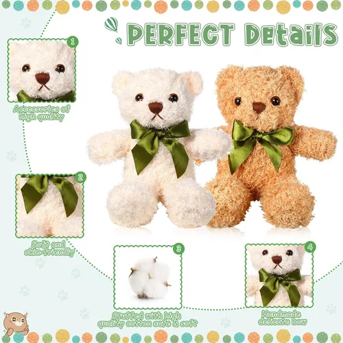Miniatura 3 de Zhanmai 9 piezas de lindos animales de peluche de 10 pulgadas, osos de peluche suave, regalo a granel con pajarita para niños y niñas, graduación