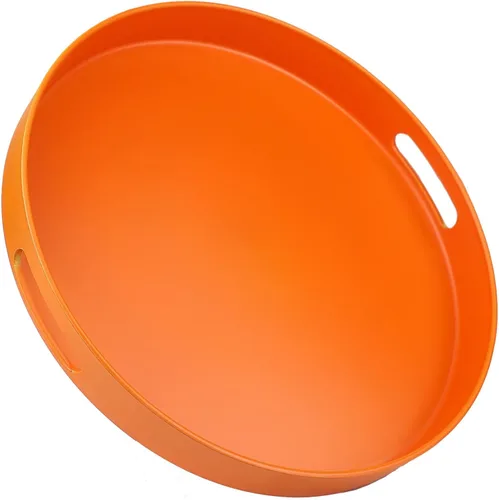 Miniatura 11 de Bandeja azul para mesa de café, bandeja decorativa rectangular de plástico con asas para entretenimiento, patio al aire libre, sala de estar