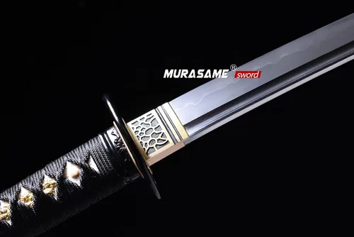 Miniatura 4 de MURASAME - Espada Wakizashi T10 de acero templado con arcilla, hamon real, hecha a mano, lista para la batalla