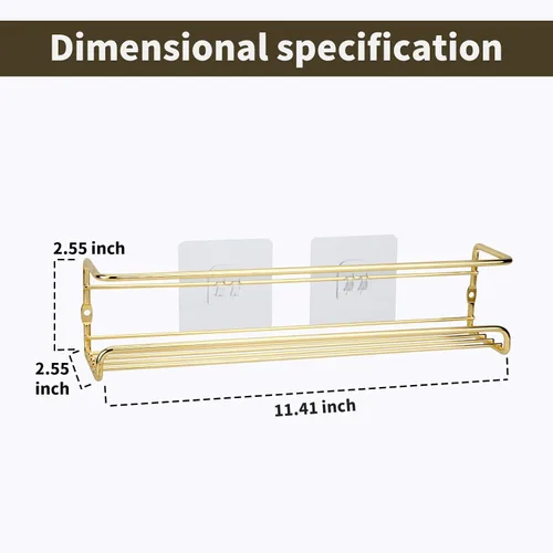 Miniatura 2 de Paquete de 2 estantes de especias autoadhesivos para nevera, refrigerador, refrigerador, organizador de especias de metal para ahorrar espacio