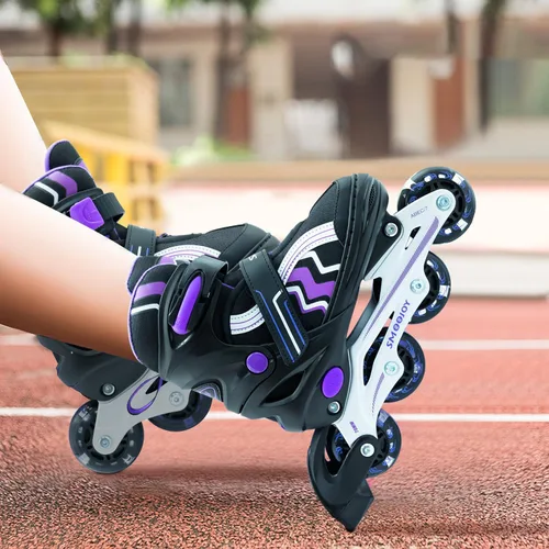 Miniatura 7 de Inline Skates for Kids 4 Size Adjustable Light-Up Wheels Aluminum Frame Black Rose Red Blade Skate for Boys and Girls S, M, L Sizes, Ages 5-8, 6-12