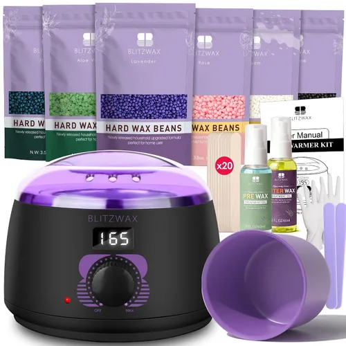 Miniatura 19 de BLITZWAX Kit de depilación brasileña y bikini para mujer, calentador de cera dura para cara, piernas y cuerpo, kit de depilación en casa, apto