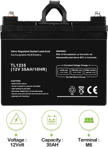 Miniatura 2 de WEIZE Batería de ciclo profundo de 12V 35AH para scooter Pride Mobility Jazzy Select silla de ruedas eléctrica, juego de 2