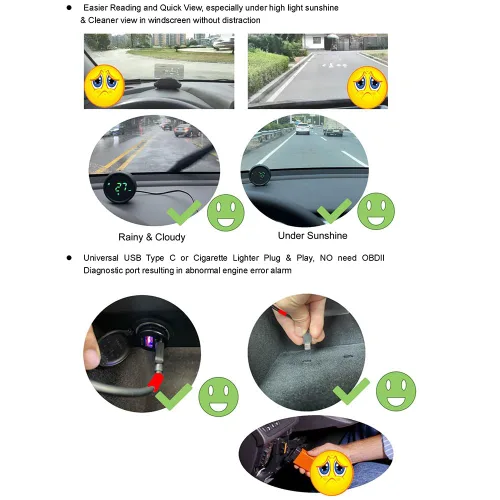 Miniatura 6 de ELING Velocímetro HUD de 2.75 pulgadas, módulo GPS integrado, dispositivo de prevención de colisiones AI, cámara inteligente para tablero con ADAS