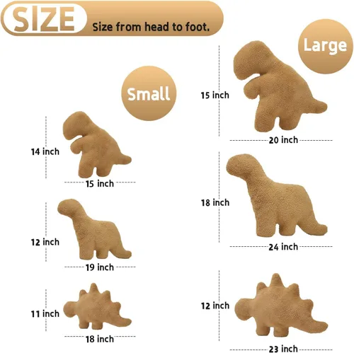 Miniatura 2 de Almohada de Nugget de pollo en forma de dinosaurio, 3 piezas de Nugget de pollo en forma de dinosaurio de peluche para niños, adultos y novias