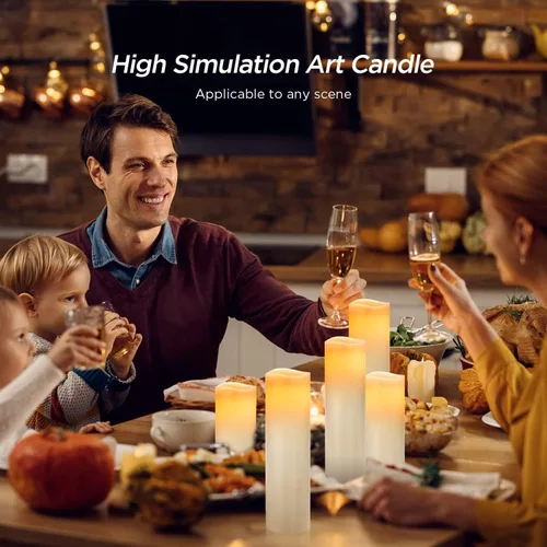 Miniatura 6 de Hausware Velas sin llama, funciona con pilas, de 4, 5, 6, 7, 8, 9 pulgadas, velas LED parpadeantes sin llama con control remoto y temporizador