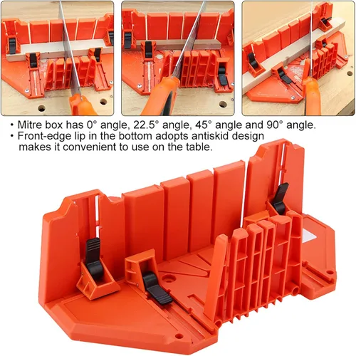 Miniatura 3 de Caja de sierra ingletadora, bloque de inglete de sujeción de plástico, sierra de poda, ángulos de corte de madera, herramienta de hardware