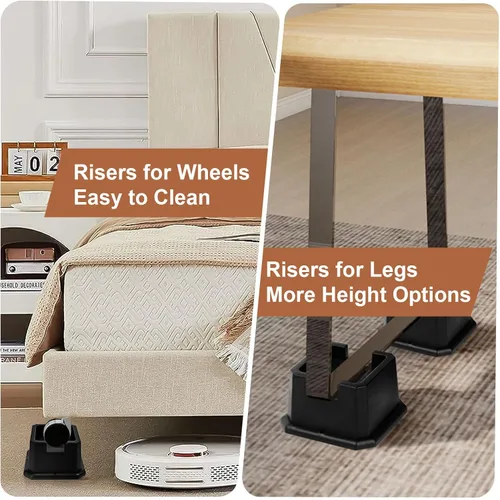 Miniatura 6 de Elevadores de Cama Shouwuhho de 2 Pulgadas, Elevadores de Muebles con Alturas de 2 3 4 5 6 7 8 Pulgadas de Alta Resistencia, Elevadores de Cama