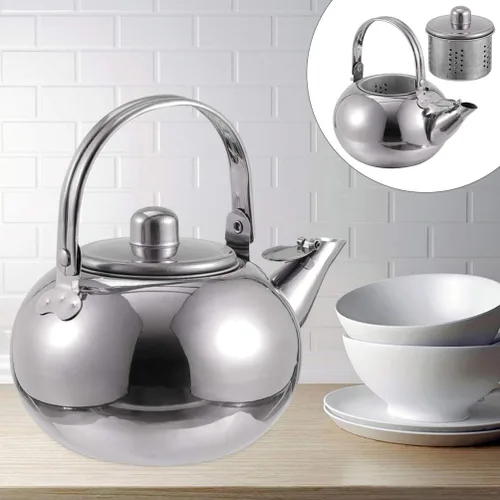 Miniatura 7 de Cabilock Olla de acero inoxidable Olla de agua caliente Tetera azul Infusor de té suelto Hervidor de agua Tetera Estufa Tetera Silbosa Tetera Plata