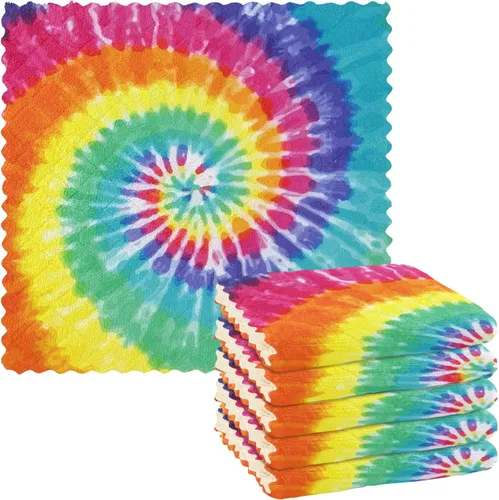 Miniatura 25 de CaTaKu Paños de cocina étnicos bohemios, paquete de 6 trapos reutilizables para lavar, paños de limpieza de microfibra, paños para secar la cocina