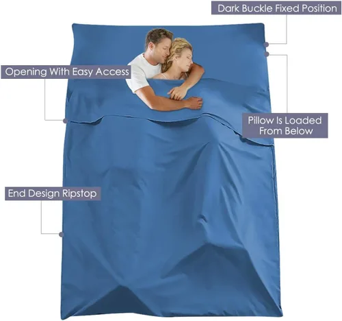Miniatura 4 de Sleeping Bag Liner Camping Travel Home Bed Sheet Lightweight Breathable Hotel Compact Sacks