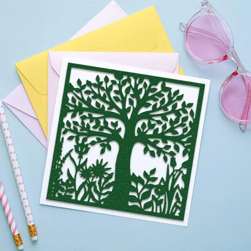 Miniatura 3 de Estivaux Troqueles de marco de árbol para hacer tarjetas, árboles, hojas, flores, juegos de troqueles de corte de marco cuadrado, plantillas