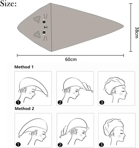 Miniatura 6 de Bonita toalla de pelo de microfibra con diseño de gato para niños, paquete de 3 toallas de secado rápido, turbante de pelo divertido con giro