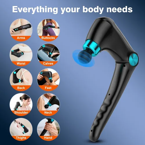 Miniatura 8 de Pistola de masaje plegable con terapia de calor y frío, masajeador de espalda y tejido profundo con 10 cabezales, 9 velocidades, masajeador