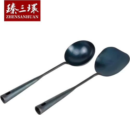 Miniatura 3 de ZhenSanHuan Utensilio de Wok Tradicional Chino Hecho a Mano de Hierro, Utensilio de Wok Largo (Espátula, 32CM/12.6'')
